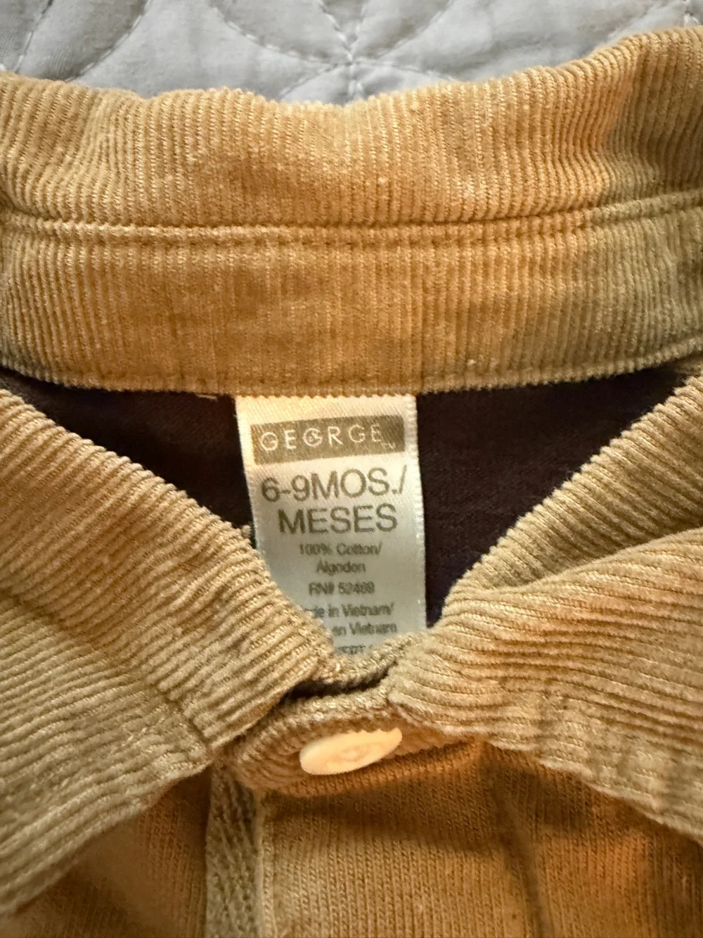 George Baby Boy 9m Striped Long Sleeve Polo Bodysuit - Brown & Tan